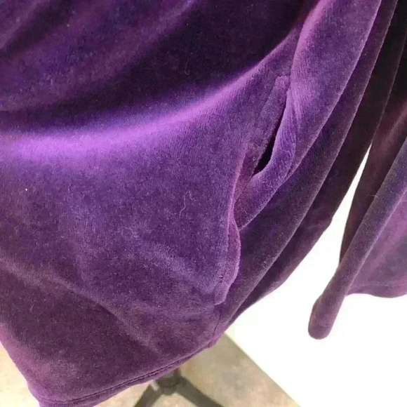 Josephine Chaus Sport Large Velour Purple Full Zip Jacket Pockets hooded - Picture 3 of 5